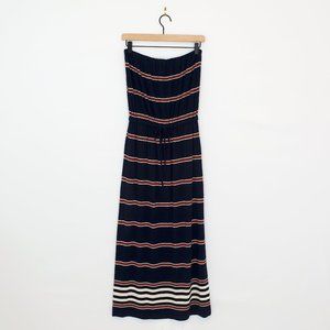 J.Crew Sleeveless Striped Navy Blue Maxi Dress